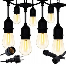 Lichterkette Gartenlichter Terrassenbeleuchtung Glühbirnen E27 Warmweiß 10m 20m