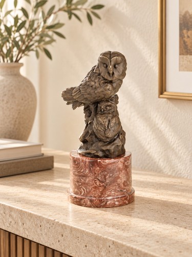 Bronze skulptur eulen paar - bronze,