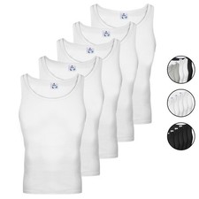 Herren Unterhemd 5er Set Männer Tank Top Achselshirt Feinripp Baumwolle S - 5 XL