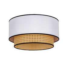 Deckenleuchte Boho Rattan Textil beige weiß Deckenlampe Lampe Leuchte Licht Spot