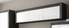 Hängeschrank Schrankaufsatz 176cm schwarzkiefer MDF weiß Hochglanz 71064037