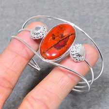 Roter Jaspis ovale Form Edelstein Handarbeit Modeschmuck verstellbar Armreif ...
