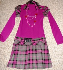 Langarm-Kleid,dkl.pink-schwarz