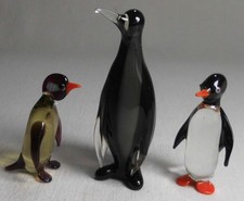 Pinguin-Mutter mit zwei Kindern aus Glas Handarbeit wohl Lauscha Thüringen /14
