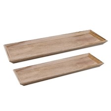 Holz Deko Tablett eckig - 2 Größen - Tisch Kerzen Advent Servier Brett mit Rand