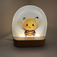 LED Lampe Biene Glas Holz Kinder Nachtlicht Kinderzimmerlampe