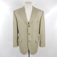 Braun Hamburg Loro Piana 100% Kaschmir Sakko Herren 50 Grau Gelb Blau Windowpane