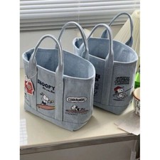 Canvas Tasche Damen Cartoon Snoopy Handtasche eine Schulter Tote Tasche Blau
