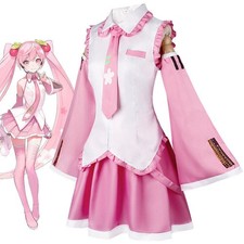 Cosplay Anime Rosa Hatsune Miku Damen Kostüme Outfit Perücke Fancy Maid Kleid