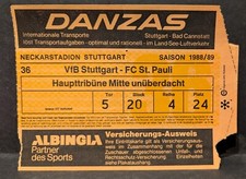 1x alte Eintrittskarte 1988/89 Neckarstadion - VfB Stuttgart vs FC St. Pauli