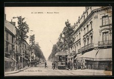 Le Mans, Avenue Thiers, Strassenbahn, Ansichtskarte 1916 
