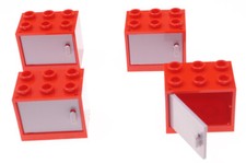 LEGO - 4 Schränke rot 2x3x2 mit Türen hellgrau / Schrank / 4532 4533 NEUWARE
