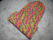 Warme dicke Strick Woll Mütze~doppellagig handgestrickt~schöne Farben~Neu