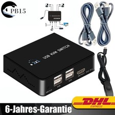 HDMI KVM-Switch USB2.0 2Port für 2 PC-Sharing mit Tastatur-Maus-Drucker Ultra HD