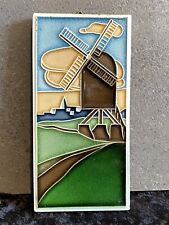 F55 antike Jugendstil Fliese Motiv Mühle Wandfliese Art Nouveau um 1890 
