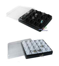 Ringe - Schaukasten Vitrine mit 20 Ringeträger Acryl Deckel