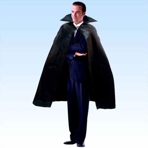 Langes schwarzes satin cape - langes,
