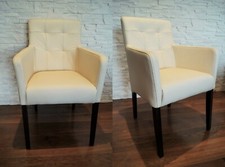 Ecru Creme Echtleder Stuhl