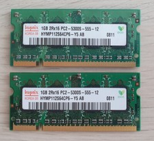 Hynix 2GB (1x1GB + 1x1GB) DDR2 SODIMM  2Rx16 PC2-5300S-555-12 Arbeitsspeichermod
