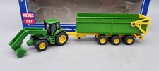 Landwirtschaft 1:87 Siku 1843 John Deere Traktor mit Frontlader und Anhänger OVP