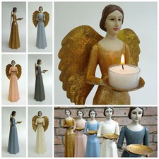 Engel Kerzenhalter Figur 37cm Meander Shabby Vintage Holzoptik Weihnachten 