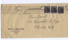 Bizone / Band-Netzaufdruck, 36I/3er-Streifen, BRS Hamburg, 21.8.48