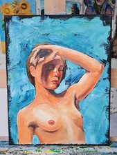 Ölgemälde Kunst Ölbild Modern Art Original Unikat Wandbild Schill Frau Akt 