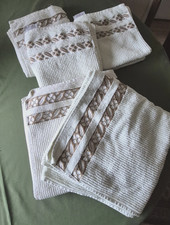 Handtuch-/Duschtuch-Set Baumwolle*natur mit braun*46x96cm*120x68 cm