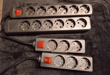 schwarze 2X 6 Fach + 2 x  3fach Steckdosenleiste Mehrfachstecker on off Schalter