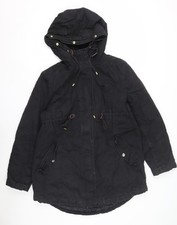 H&M Damen Parka Mantel schwarz