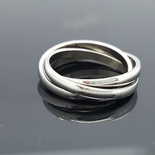 Triple Band Ring Hochglanz Edelstahl 316L Silber für Damen