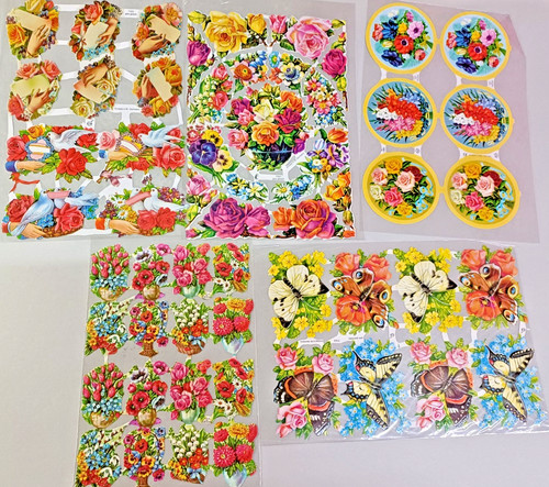 Vintage glanzbilder blumen - vintage,