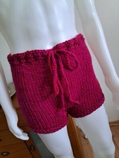 Schurwolle Mit Mohair Hose  Shorts Beere Handgestrickt 