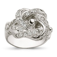 STERLINGSILBER MASSIV ZIRKONIA CZ SCHUSS DOPPELKNOTEN HÜTERRING BAND IN SCHACHTEL