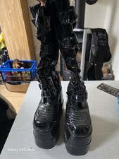 Demonia Gothika Plateau Stiefel Lack Schwarz