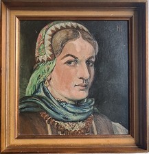 Ölbild Gemälde Hans Förster Frau aus Vierlanden in Tracht monog.