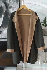 Mantel 2 In 1 Wendemantel Handgefertigt Gr. M -L-XL  Beige Grün Wollmantel 