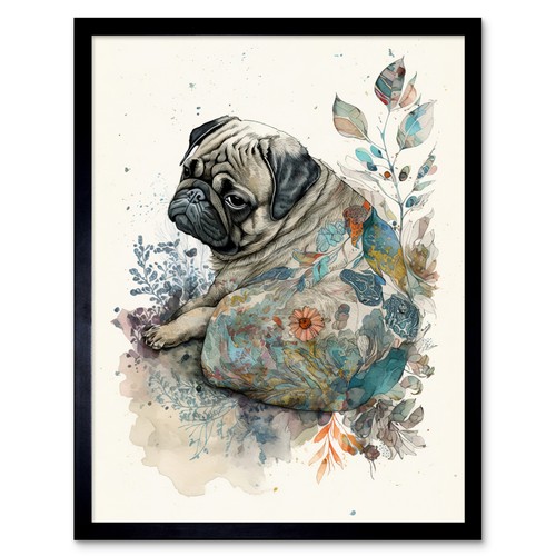 Mops hund blumenmuster modern - mops,