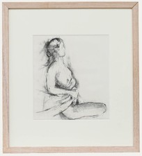 Zeitgenössische Kohlezeichnung - Aktstudie Einer Liegenden Frau
