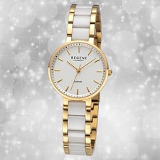 Armbanduhr Keramik gold weiß