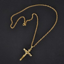 Halskette mit Anhänger Jesus Christ Kreuz Edelstahl Gold Kreuzkette Edelstahl'-