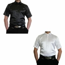 Herren Designer Glanzhemd kurzarm Hemd bügelleicht New Kent Kragen kurz arm