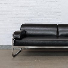 Original Bauhaus Stahlrohr Sofa Leder schwarz