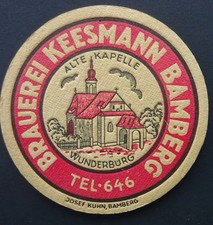 Uralter Bierdeckel Brauerei Keesmann Bamberg Oberfranken, eins.