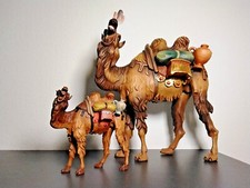 Holzskulptur Krippenfigur Handgefertigt Kamel mit Gepäck 23 - 47 cm