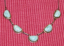 Naturstein Larimar Cabochon Collier Halskette Silber 925 / 45cm - TOP Zustand