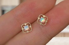 925 Silber Opal Ohrstecker kleine Feueropal Mondstein Ohrringe gold silber