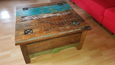 Couchtisch Altholz 90x90x45 mehrfarbig lackiert NATURE OF SPIRIT Shabby Vintage
