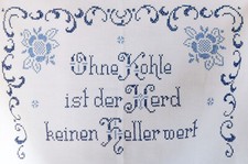 BESTICKTES TUCH 92X69cm SPRUCH