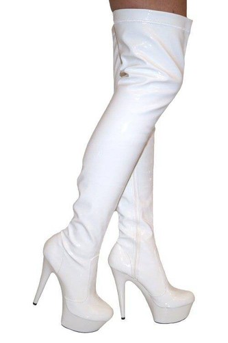 Overknee stiefel weiß lack - overknee,
